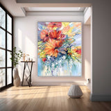 Orange Blossom Abstract Acrylic Painting On Canvas Contemporary Flower Wall Art Home Decor Free Shipping