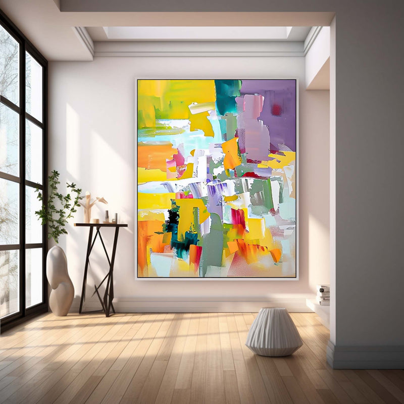 Oversized Abstract Wall Art Contemporary Acrylic Painting For Sale Bright Color Original Artwork Canvas