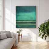 Green Modern Minimalist Canvas Painting Acrylic Large Abstract Wall Art Framed Wall Decor Free Shipping