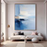 Cheap Blue Abstract Wall Art Large Contemporary Abstract Landscape Acrylic Painting On Canvas