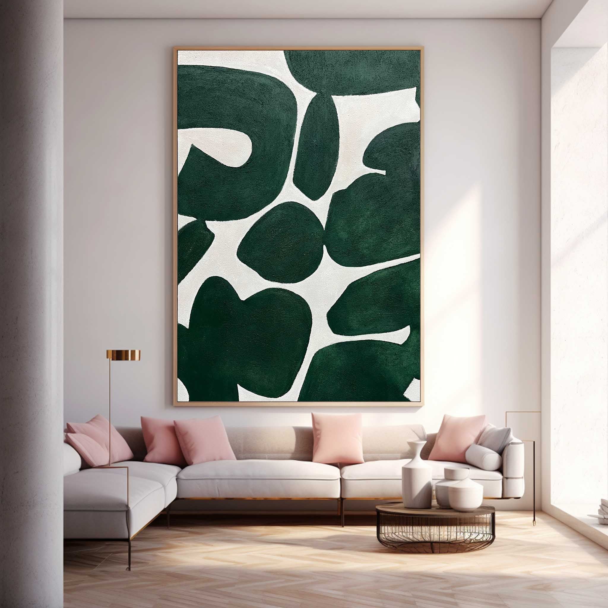 Green And White Modern Wall Art Large Original Texture Abstract Oil Painting On Canvas For Living Room
