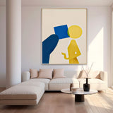 Original Hand-Painted Artwork Large Cute Little Guy Wall Art Minimalist Abstract Canvas Oil Painting