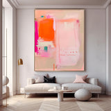 Modern Vibrant Pink Quality Large Art Famous Abstract Artwork Original Oil Painting On Canvas Home Decor