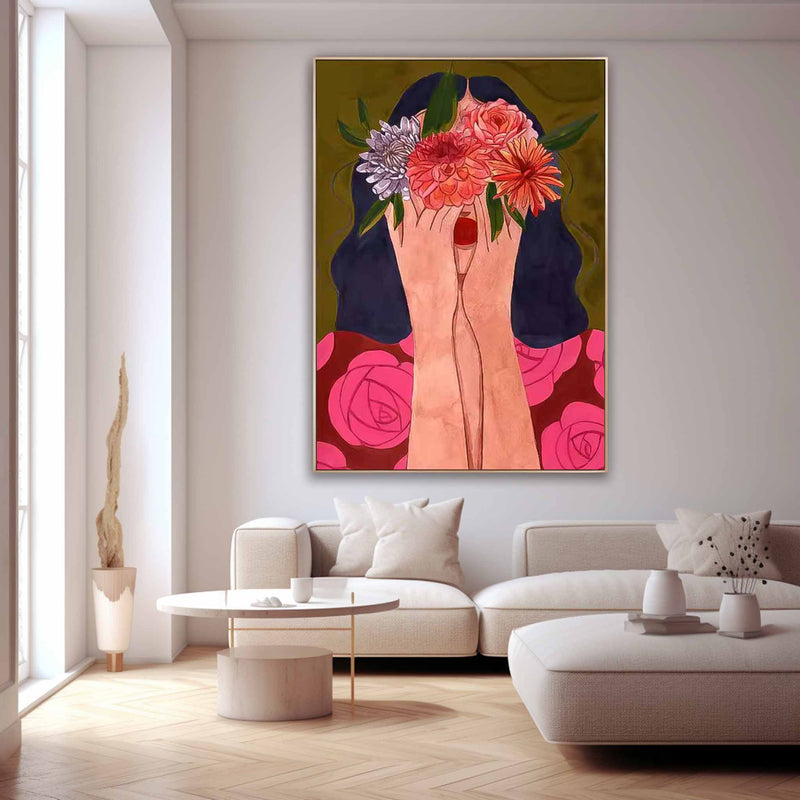 Abstract Character Image Oil Painting On Canvas Original Flower Girl Wall Art Modern Impressionism Art
