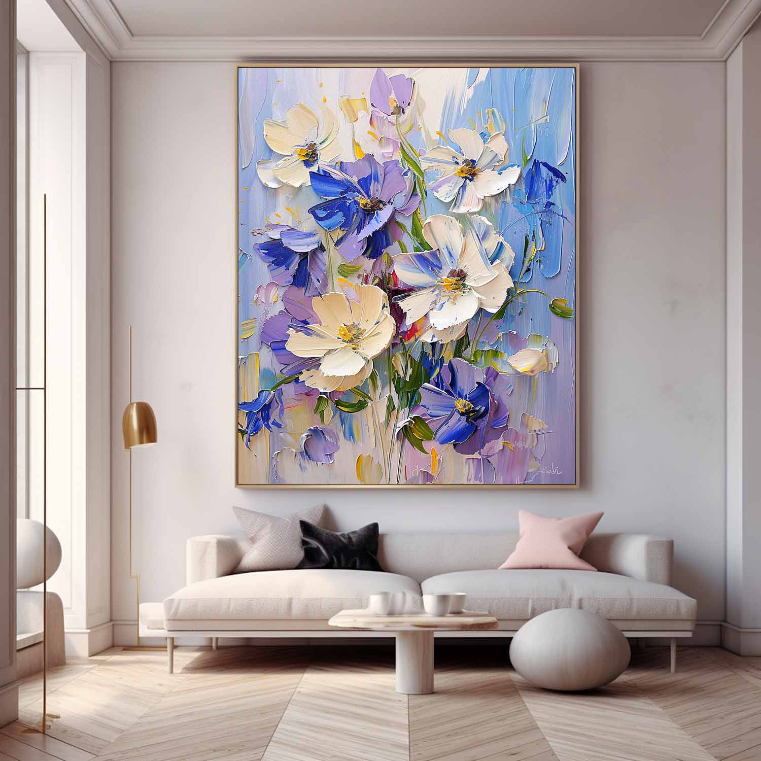 Abstract Flower Acrylic Painting On Canvas Original Floral Painting Large Lovely Textured Art Home Decor