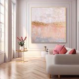Contemporary Minimalism Oil Painting Square Texture Abstract Pink Acrylic Painting On Canvas Wall Art