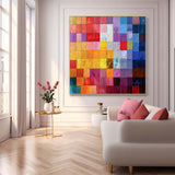 Original Abstract Painting For Sale Geometry Square Wall Art Colorful Painting Canvas For Living Room