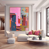 Original Abstract Painting Canvas Large Wall Art Abstract Pink Oil Painting For Living Room