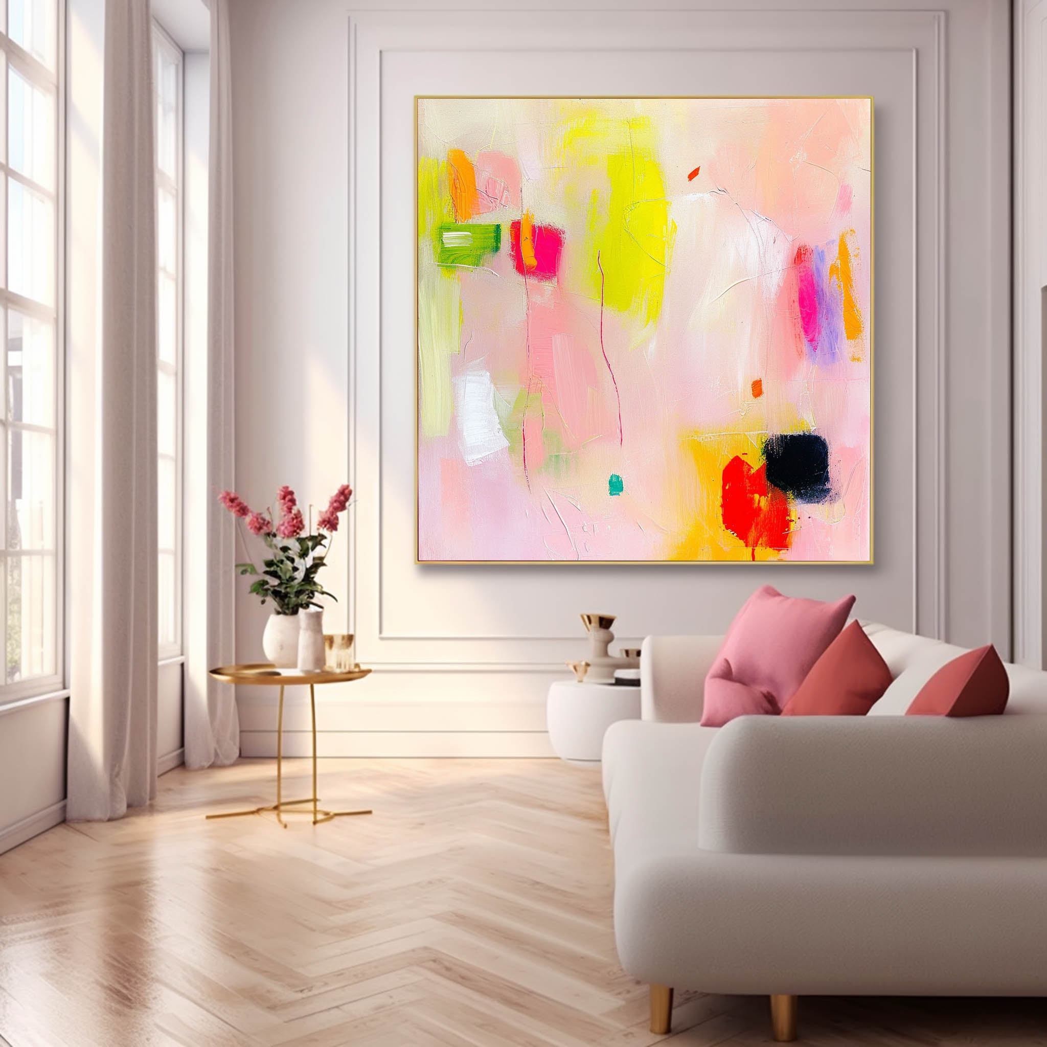 Tiny Canvas Painting Original Wall Art Contemporary New Vibrant Pink Abstract Painting Home Decor