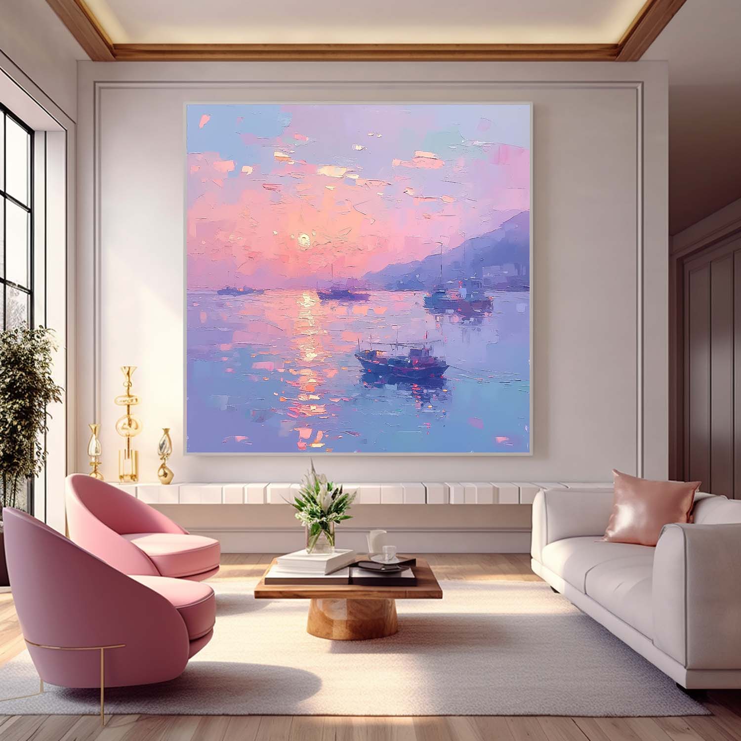 Large Sunset At Sea Wall Art Modern Highest Quality Oil Painting Abstract Texture Acrylic Painting For Living room