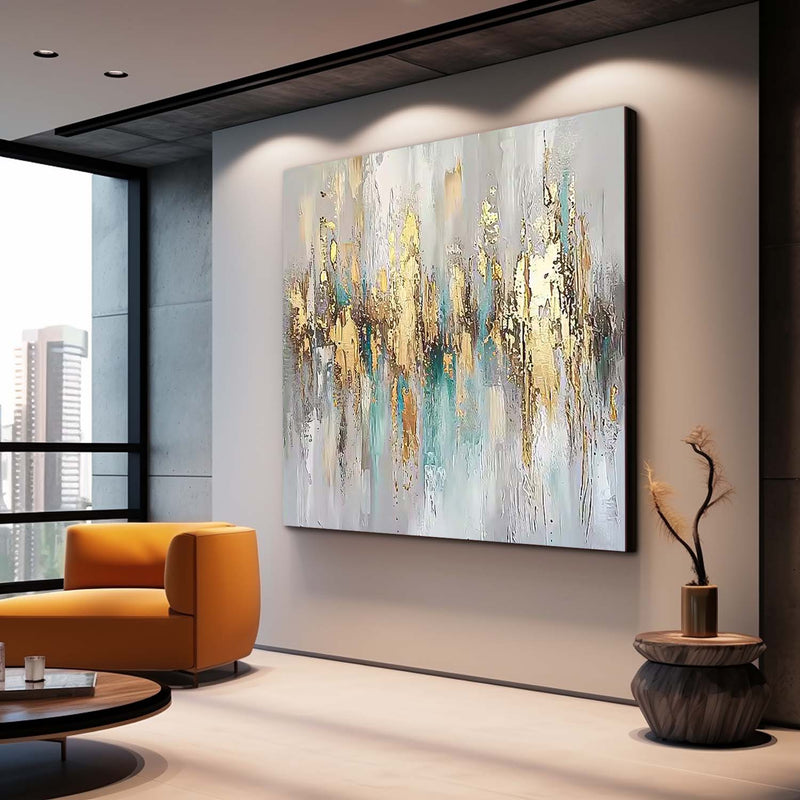 Square Texture Abstract Gold Acrylic Painting On Canvas Contemporary Popular Oil Painting Wall Art