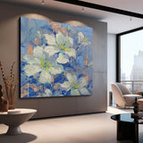Square Original Flower Wall Art Large Lily Floral Acrylic Painting Modern Floral Oil Painting On Canvas