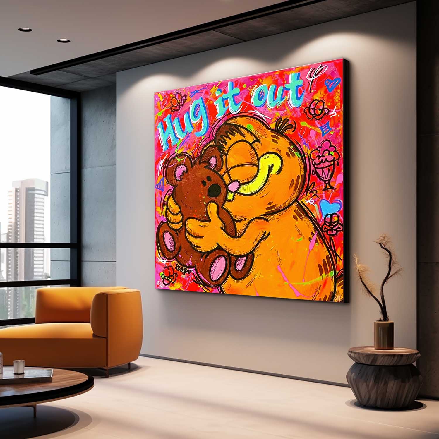 Famous Garfield Oil Painting Canvas Original Lovely Cartoon Characters Wall Art Large Animal Artwork