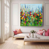 Colorful Original Flower Wall Art Large Textured Floral Acrylic Painting Modern Floral Oil Painting On Canvas For Living Room