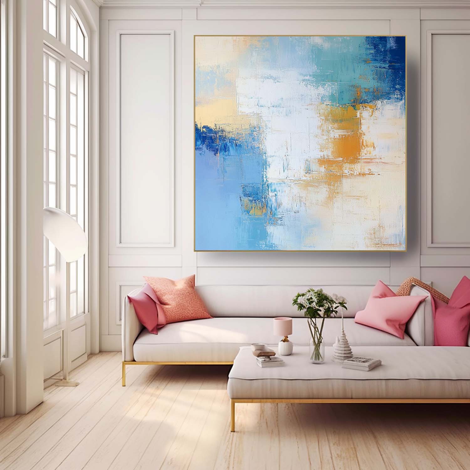 Modern Abstract Oil Painting Canvas Color Large Square Texture Abstract Wall Art Framed Home Decorations