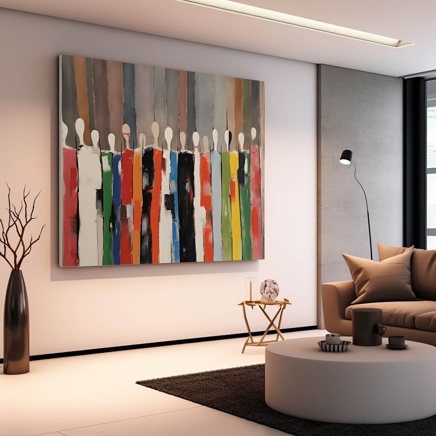 Large Color Human Silhouette Wall Art Abstract Figure Oil Painting Original Human Artwork For Living Room