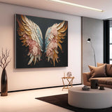Big Wing Flower Boho Artwork Original Abstract Angel Wing Oil Painting On Canva For Living Room Decor Gift