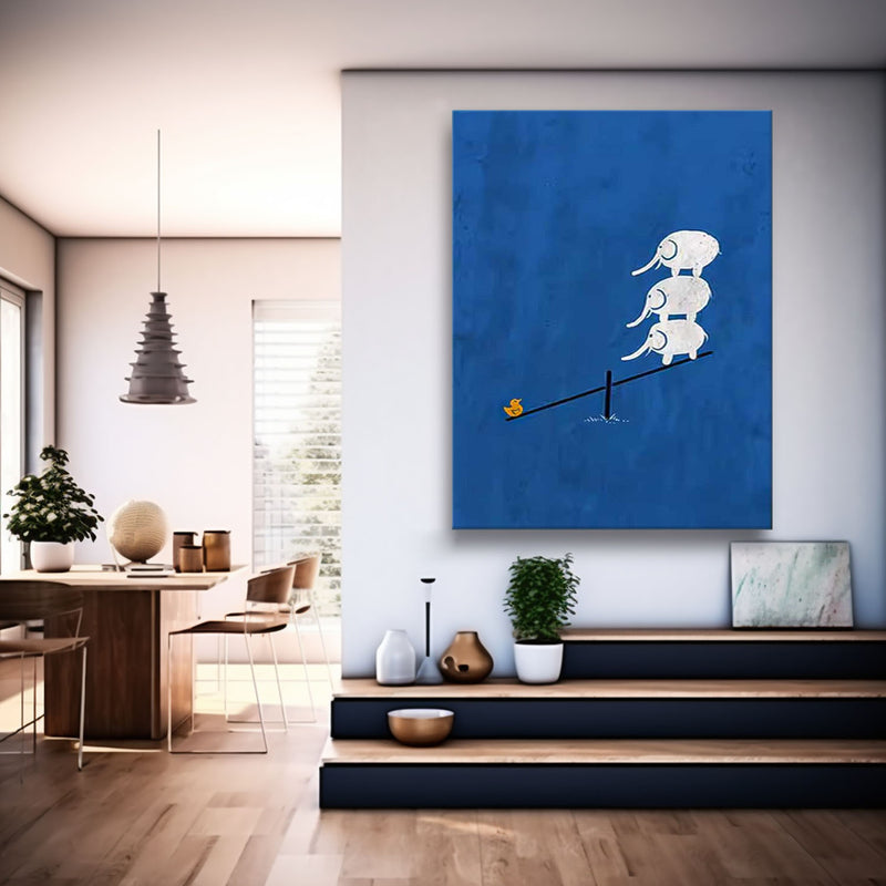Large Wall Art Texture Minimalist Alistelephant Scale Canvas Oil Painting Abstract Original Blue Artwork