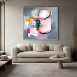 Square Abstract Fine Art Canvas Original hand painted wall art Contemporary Abstract Art For Sale
