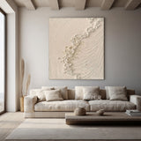 Beige Texture Ocean Abstract Oil Painting Large Ocean Original Painting On Canvas Modern Wall Art Living Room Decor
