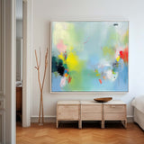 Contemporary Abstract Painting Framed Bright Minimalist Abstract Art Large Acrylic Abstract Canvas Wall art 