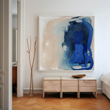 Square Abstract Wall Art Original Minimalist Ink Painting For Sale Blue Painting Canvas Home Decor