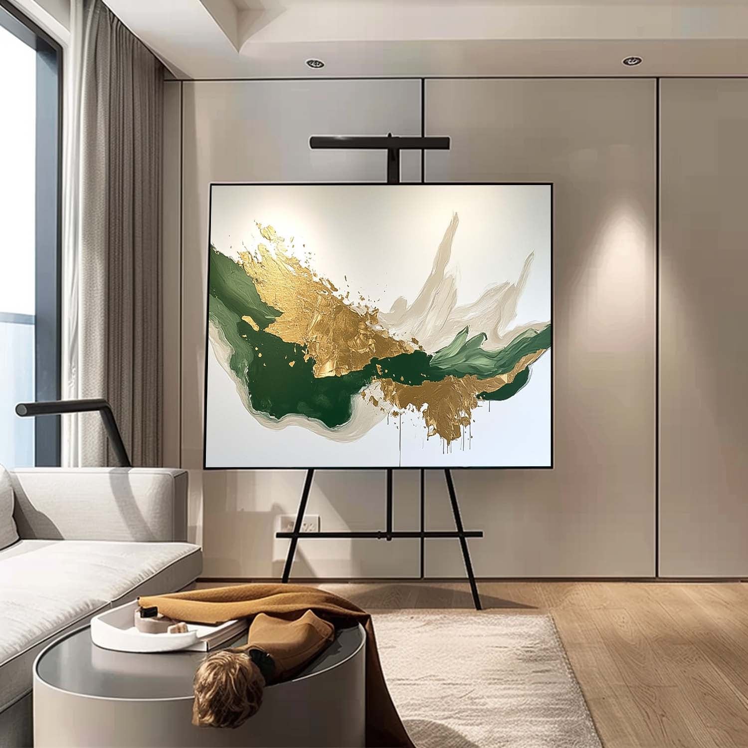 Green Large Original Abstract Gold Wall Art Abstract Paintings Online Contemporary Artwork For Living Room