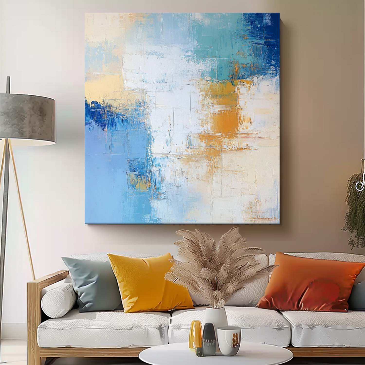 Modern Abstract Oil Painting Canvas Color Large Square Texture Abstract Wall Art Framed Home Decorations