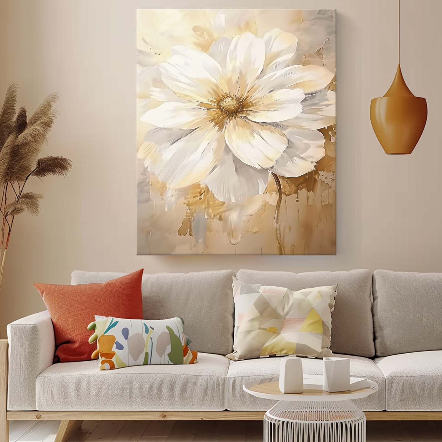 Contemporary Abstract Painting Bright Color Flowers Acrylic Painting Canvas Large Textured Floral Art Framed