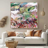 Square Abstract Irregular Acrylic Painting On Canvas Modern Graffiti Oil Painting Wall Art For Living Room