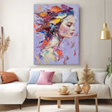Original Wall Art Abstract beautiful Lady Painting Colorful Face Artwork Large Portrait Painting Home Decor