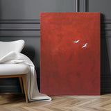 Large Red Wall Art Minimalist Crane Abstract Canvas Oil Painting Original Hand-Painted Artwork