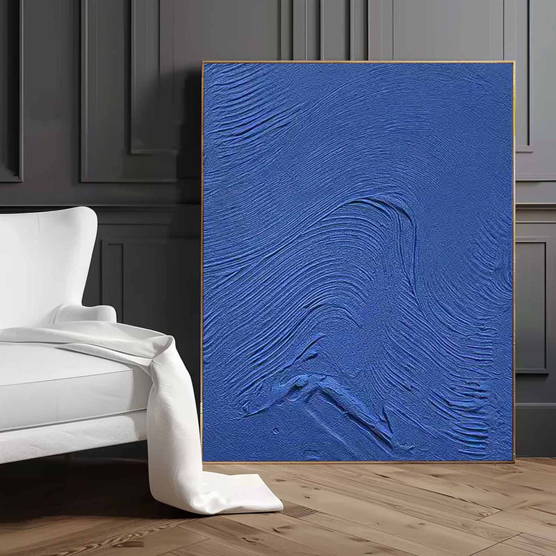 Large Wall Art Texture Minimalist Canvas Oil Painting Abstract Acrylic Painting Original Blue Artwork