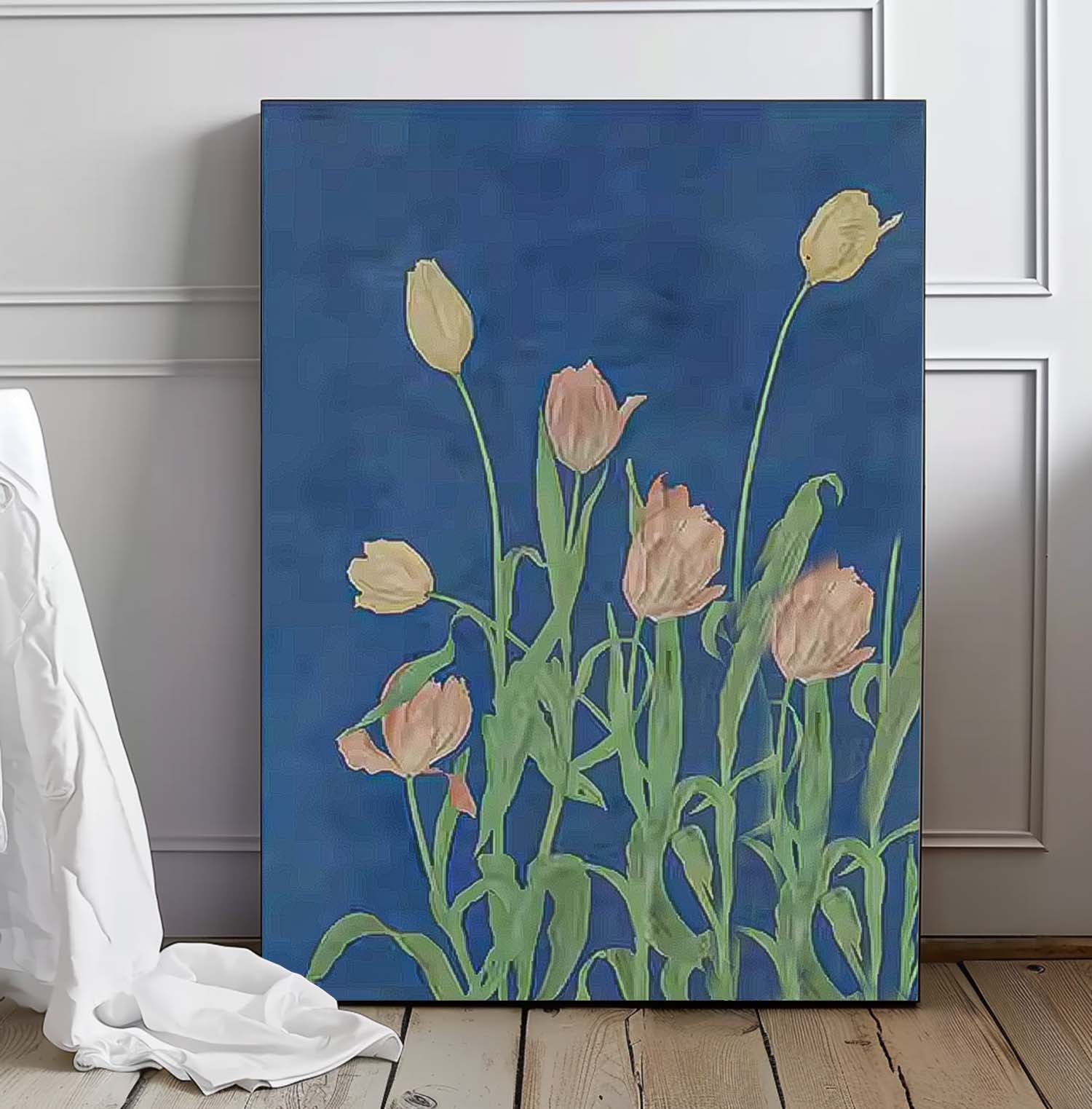 Colorful Tulip Flower Oil Painting on Canvas Big Original Flowers Artwork Framed contemporary Wall Art