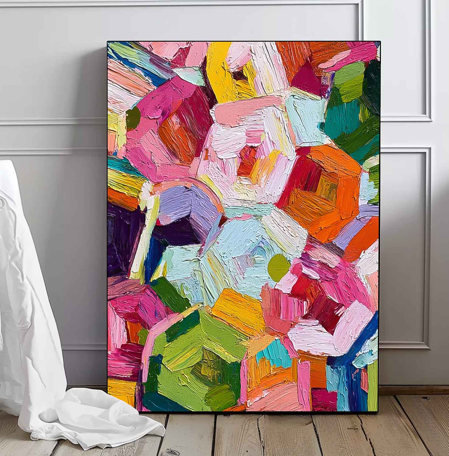 Original Geometric Color Painting Brilliant Texture Acrylic painting Abstract Large Wall Art Fashion Art