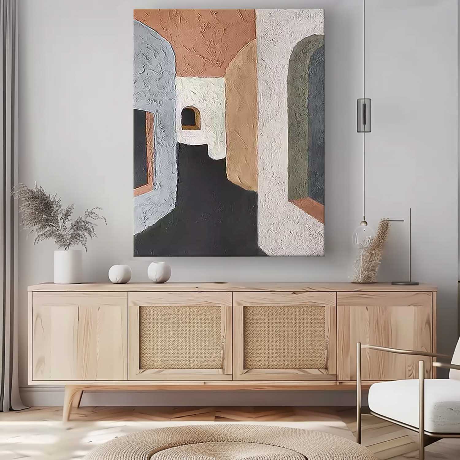 Abstract Alley Wall Art Large Contemporary Minimalist Acrylic Painting On Canvas Home Decoration