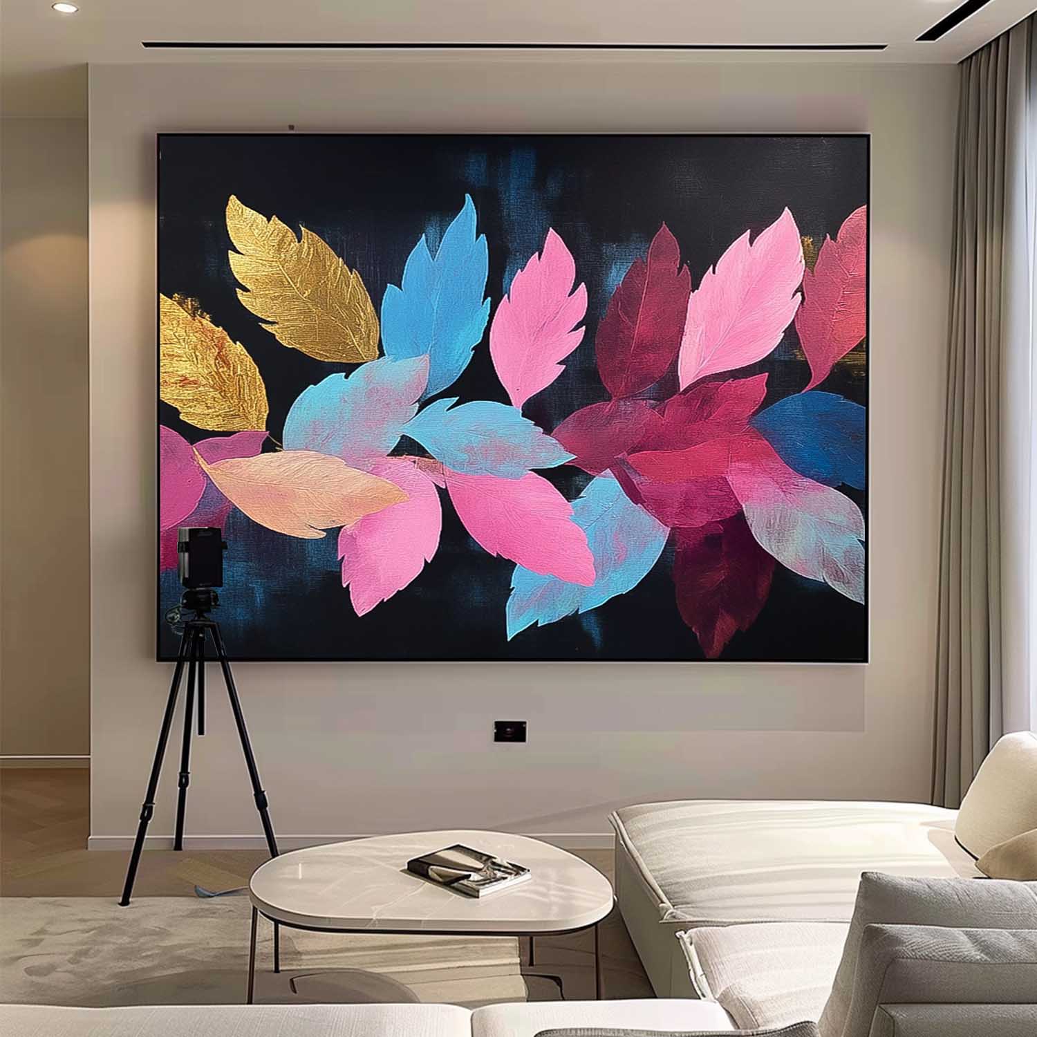 Colored Leaves Texture Artwork Original Abstract Leaves Oil Painting On Canvas Big Acrylic painting Home Decor
