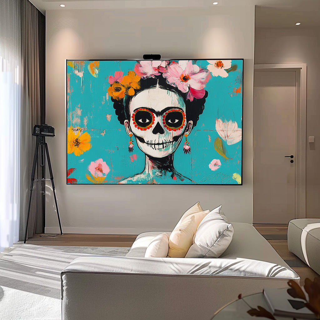 Colorful Abstract Figure Oil Painting Large Skeleton Wall Art Original Artwork For Living Room Holiday Decor