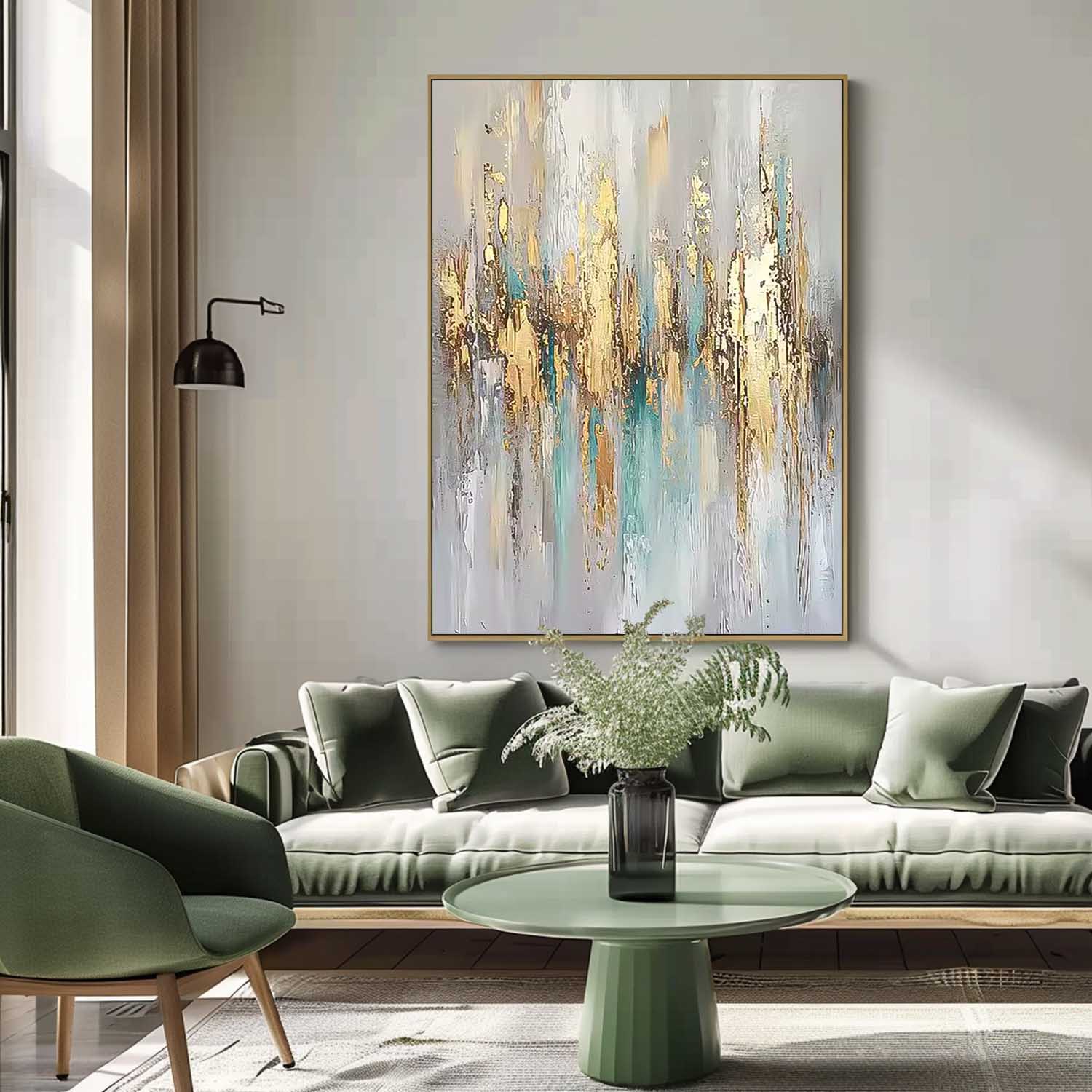 Large Modern Acrylic Painting On Canvas Gold Texture Abstract Oil Painting High Quality Original Artwork