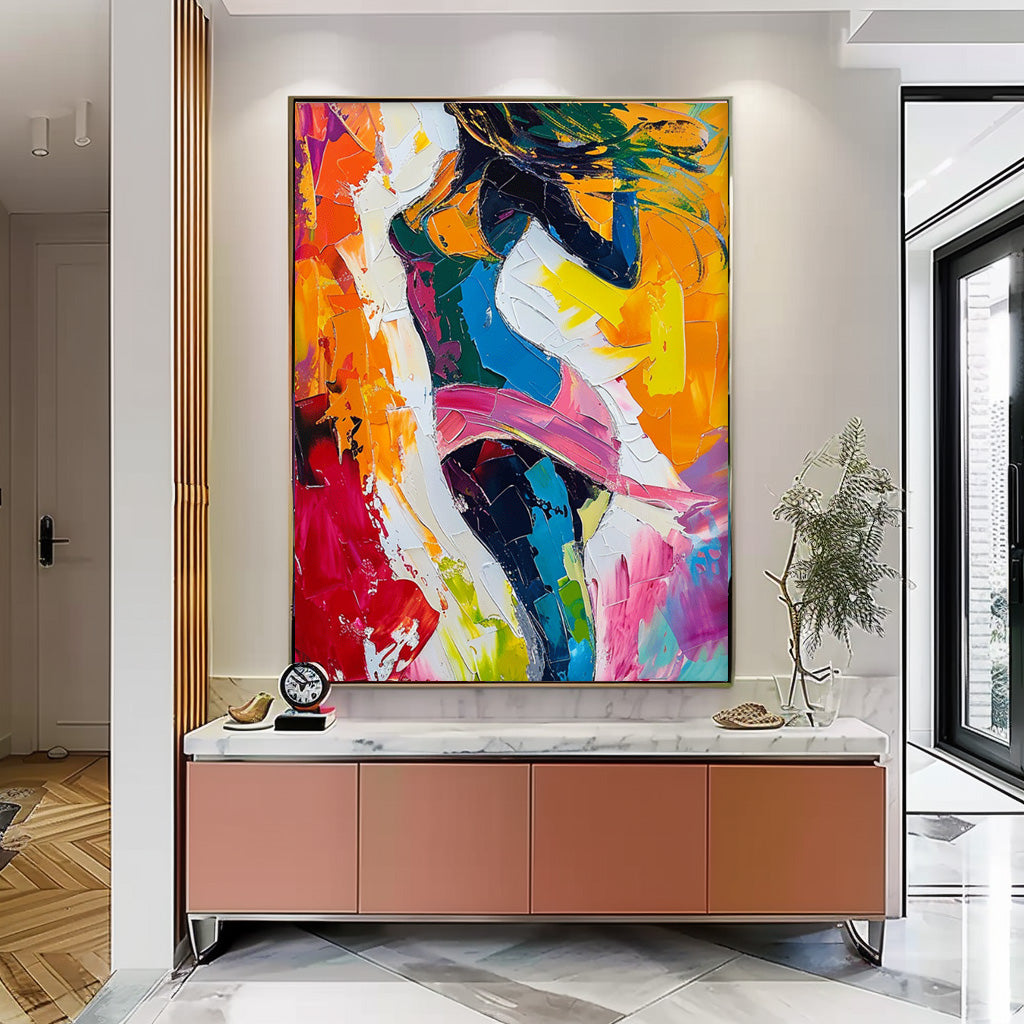 Original Texture Sexy Girl Wall Art Abstract Colorful Body Oil Painting On Canvas Modern Artwork