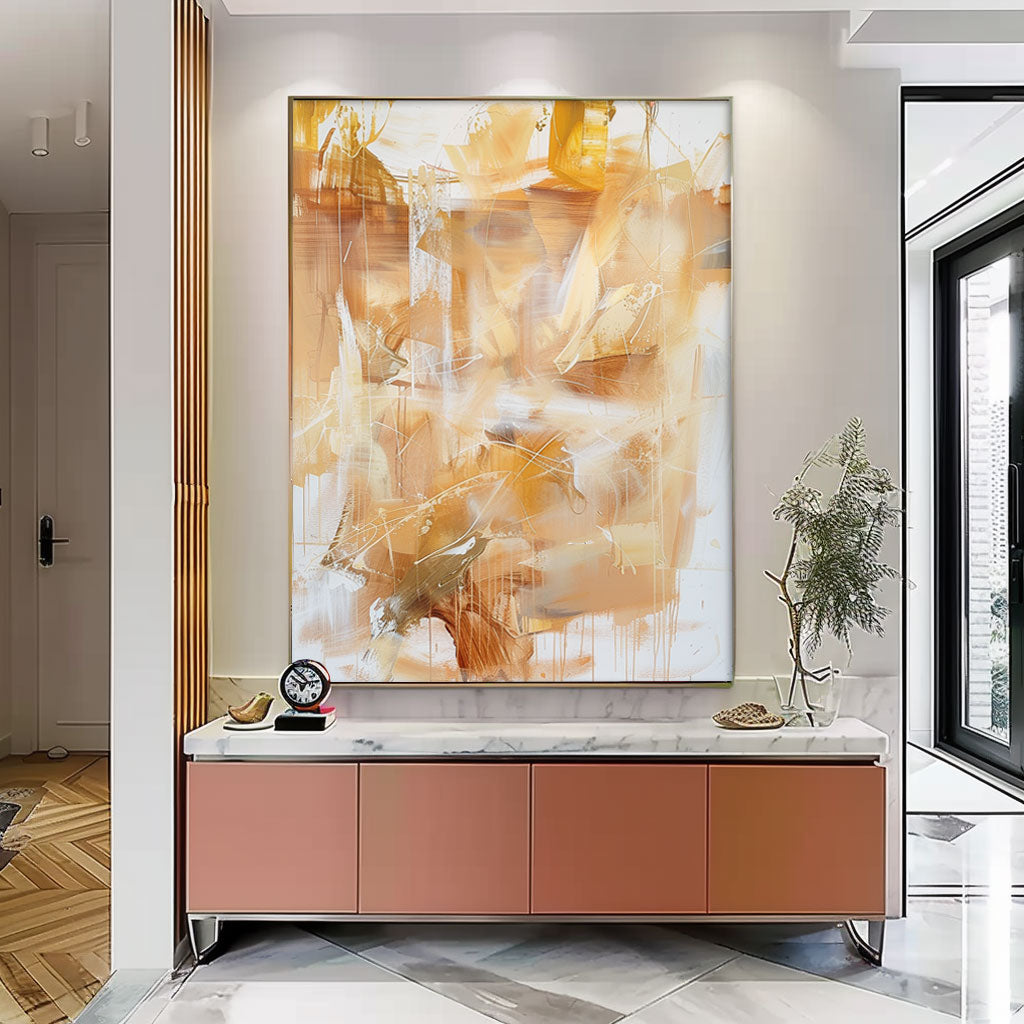 Oversize Modern Acrylic Painting On Canvas Yellow Texture Abstract Oil Painting Original Artwork Home Decor