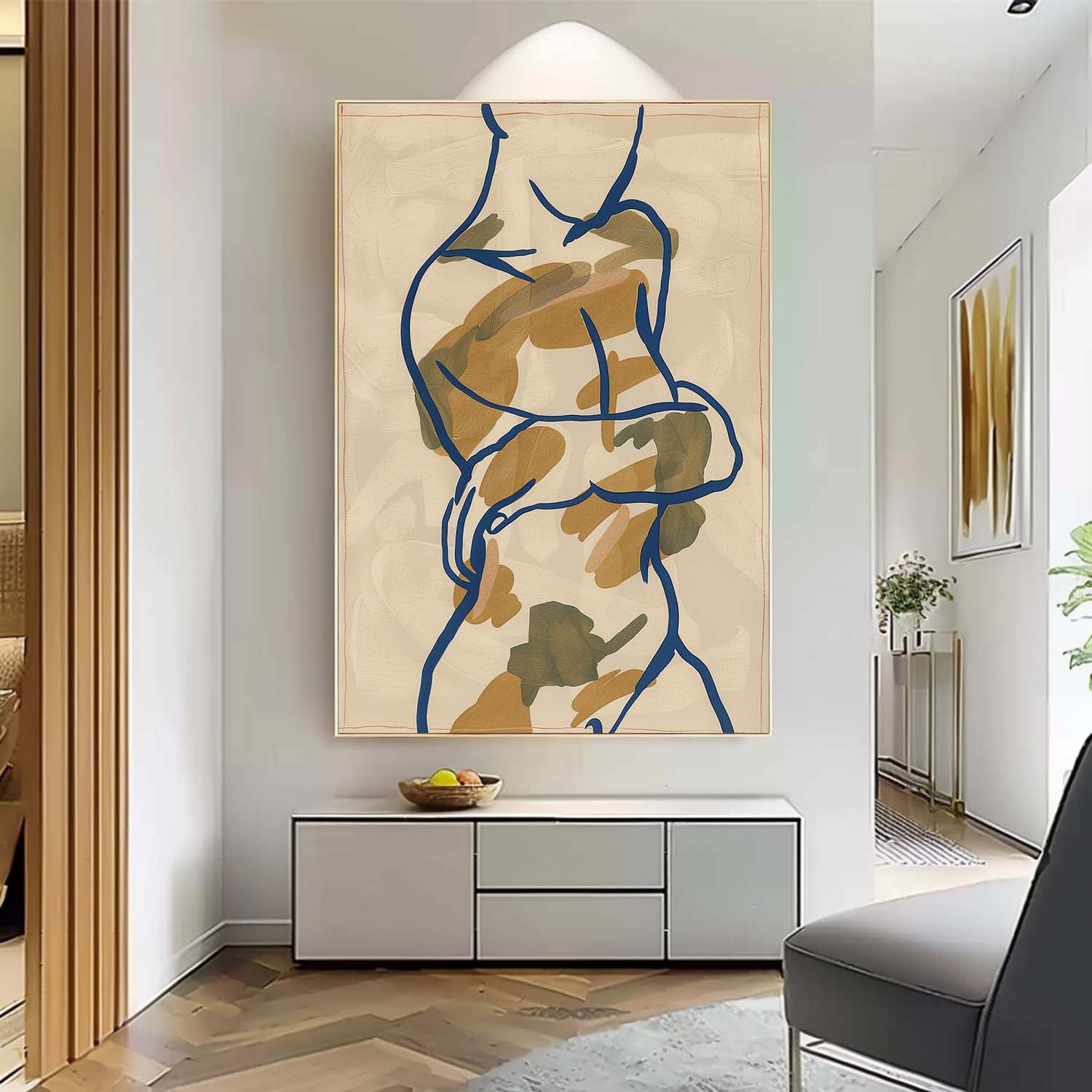 Minimalism Artwork Figure Contour Acrylic Painting Nordic Style Original Abstract Body Line Outline Wall Art