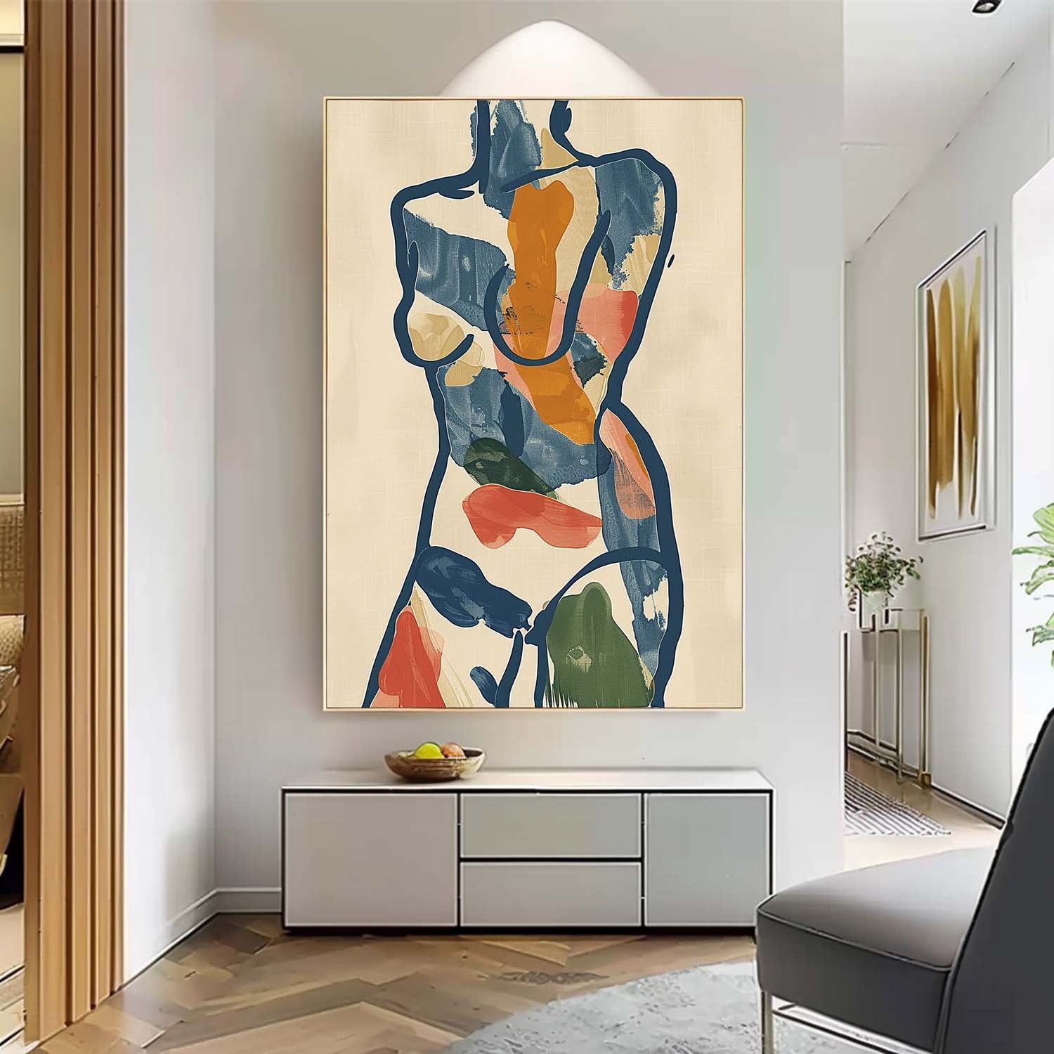 Figure Contour Acrylic Painting Minimalism Graffiti Oil painting Colors Original Abstract Body Line Outline Wall Art