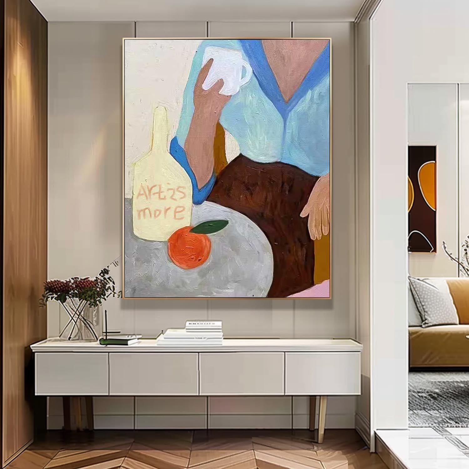 Original Wall Art Minimalist Abstract Cartoon Characters oil Painting On Canvas Modern People Acrylic Painting 
