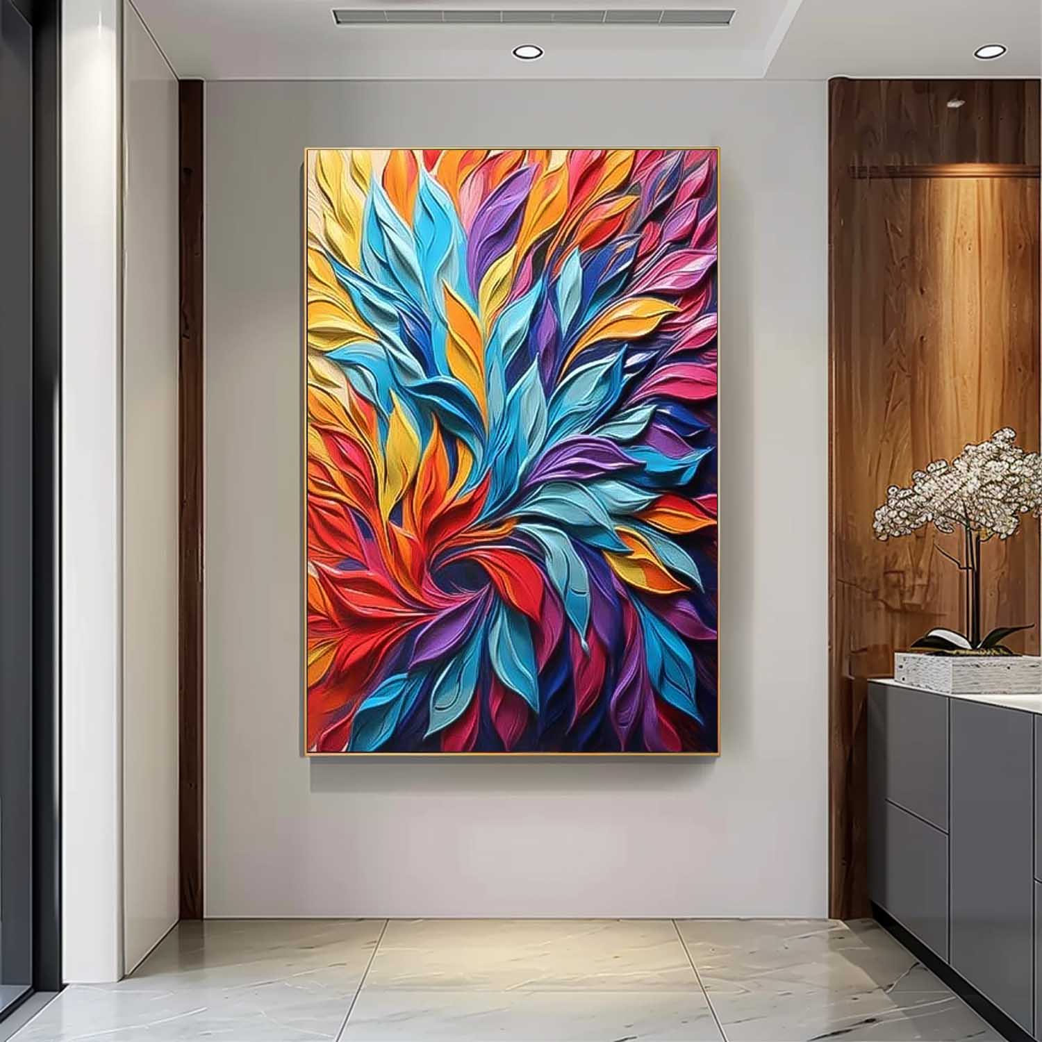 Large Modern Acrylic Painting On Canvas Colorful Texture Abstract Oil Painting Original Petal Artwork