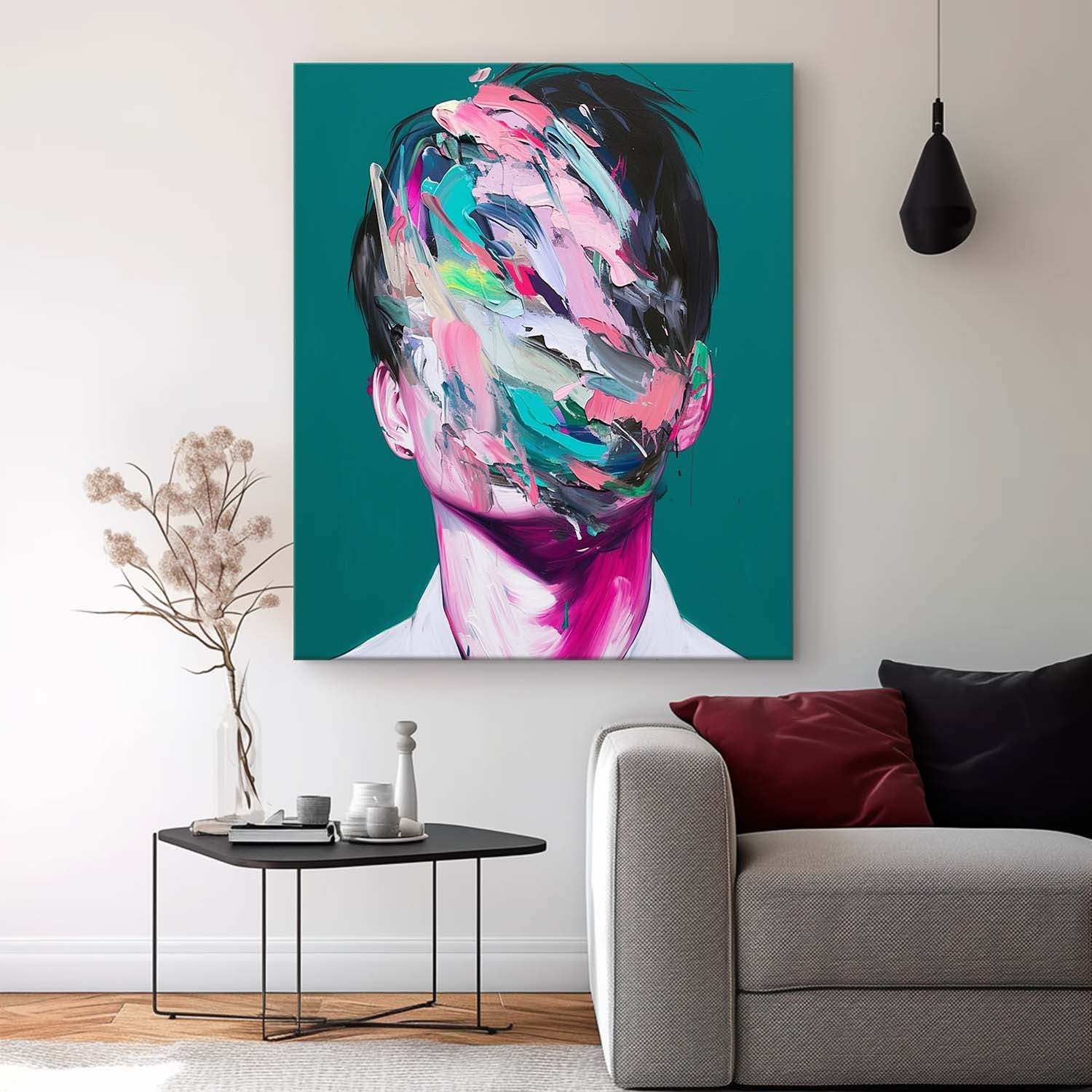Face Figurative Texture Portrait Large Handsome Boy Wall Art Original Man Painting Canvas Fashion Home Decor
