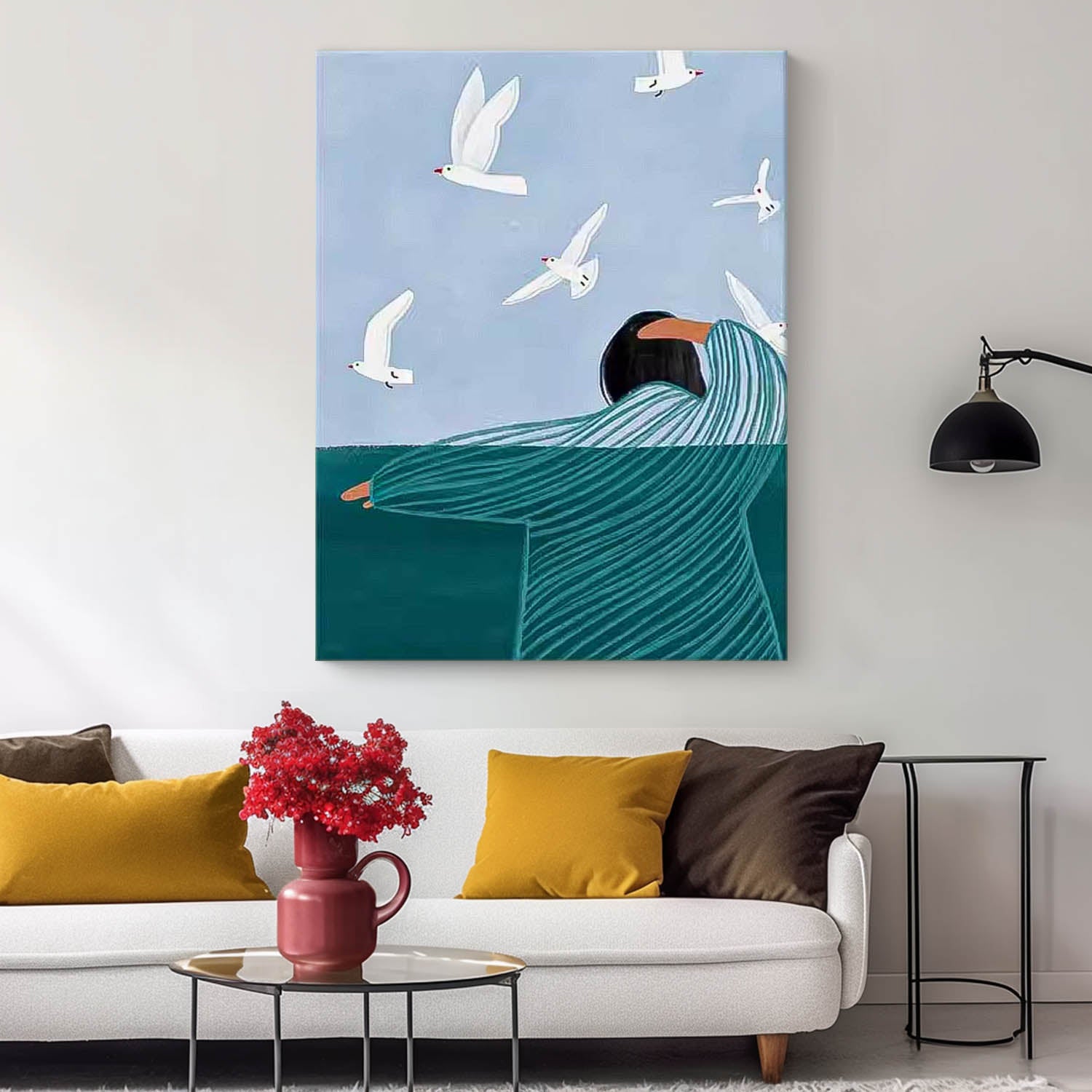 Abstract Child Back View Oil Painting On Canvas Original Line Wall Art Modern Impressionism Art For Children's Room