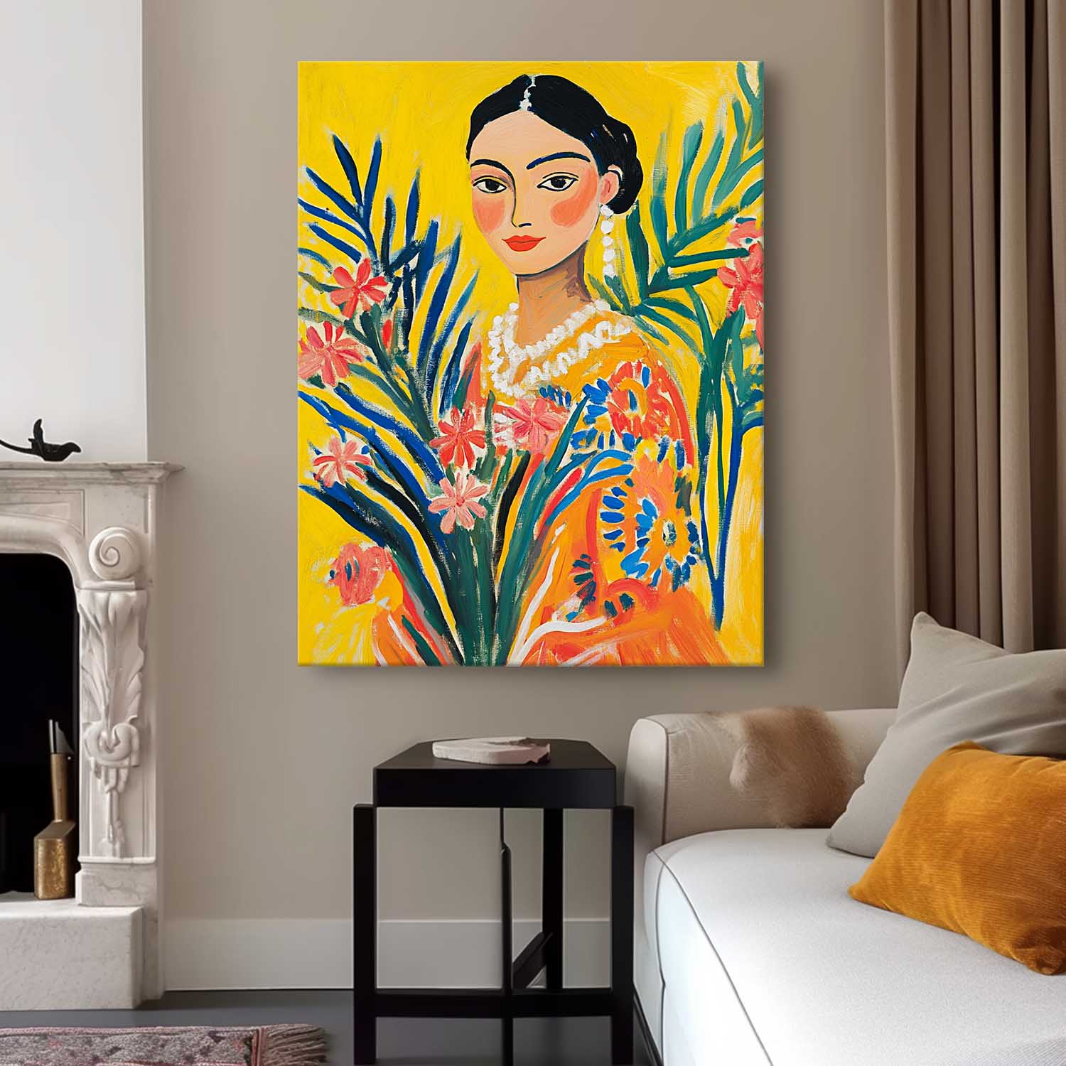 Gorgeous Original Modern Wall Art Portrait Of A Young Woman Artwork Girl In A Romantic Vintage Style