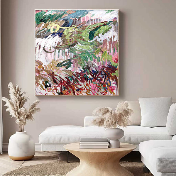 Square Abstract Irregular Acrylic Painting On Canvas Modern Graffiti Oil Painting Wall Art For Living Room