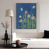 Colorful Tulip Flower Oil Painting on Canvas Big Original Flowers Artwork Framed contemporary Wall Art
